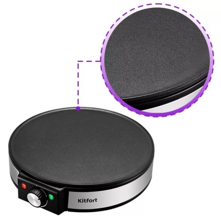 Electric pancake KitFort KT-1678, 1200 W, D = 30 cm, black-silvery-4