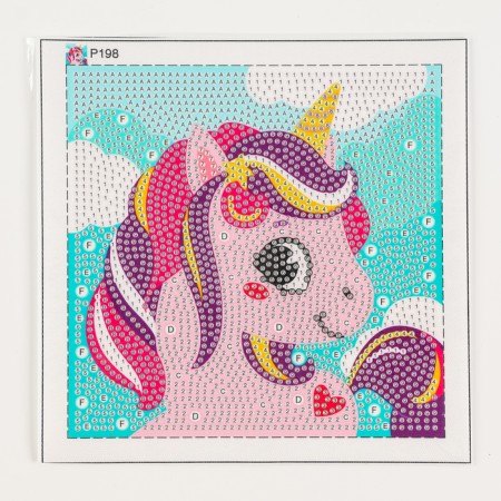 Diamond mosaic 15x15 on a frame with different rhinestones "Unicorned"-5