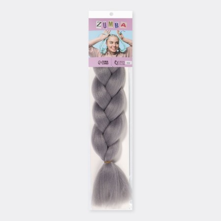 Zumba Kanecalon is monophonic, corrugated, 60 cm, 100 g, gray color (#ay40)-5