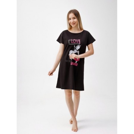 Night shirt female love, size 56, black color-12
