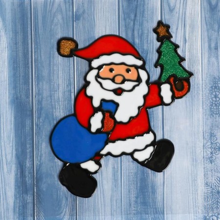 Santa Claus with a Christmas tree and a bag 11x14 cm