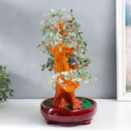 Bonsai souvenir "Cash tree with green pebbles" 450 stones 32x17x27 cm-1