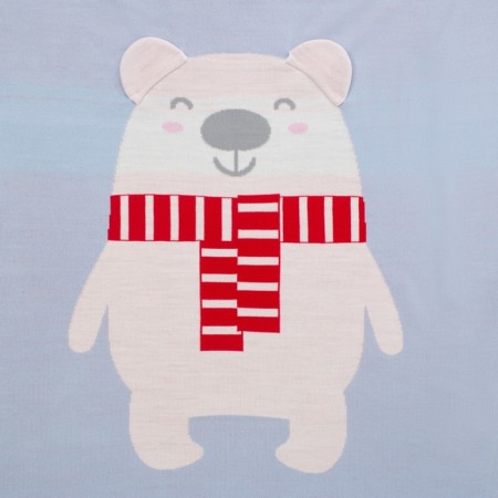 Knitted plaid crumb I am a “bear”, size 90x90 cm, blue color-2