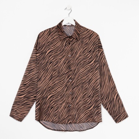 Female blouse, coffee color, zebra print, rn 50-11