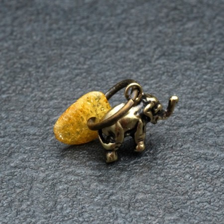 Talisman keychain "Elephant", natural amber-1