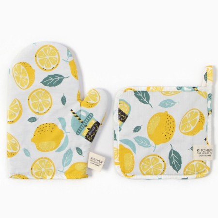 Set of kitchen. Ethel "Lemonada": mittens 20x28 cm, take 19x19 cm, 80% HL, 20% PE-1