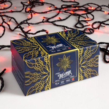 Garland "thread" 10 m, IP44, UMS, dark thread, 100 LED, red glow, 220 V-4