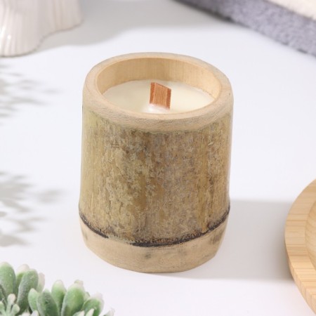 Aromatic candle in the bamboo "Fragrant Groji", soy wax, 25 hours, 150 g, 8.5x8 cm-1