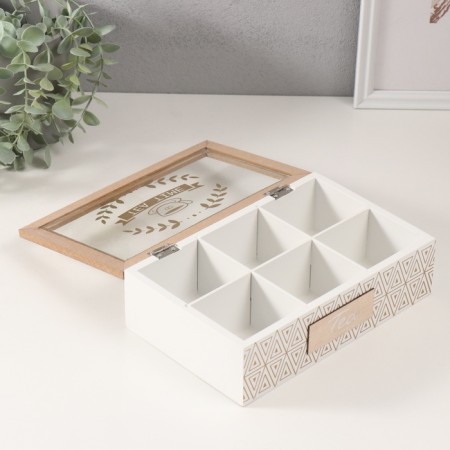 Casket tree with divisions "Triangles Ornament" White with gold 23x15x7 cm-2