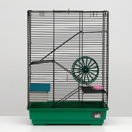 The cage for rodents "Pigzon" No. 5, with 3 floors, equipped, 41 x 30 x 58 cm, green mix-2