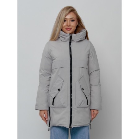 Women's winter jacket, size 42, light gray color-7