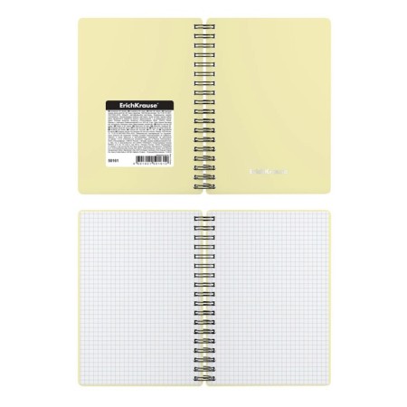 Notebook A6 (120 x 146 mm), 80 sheets in the cage on the crest Erichkrause "Pastel", plastic cover, offset unit, white 100%, mix-5