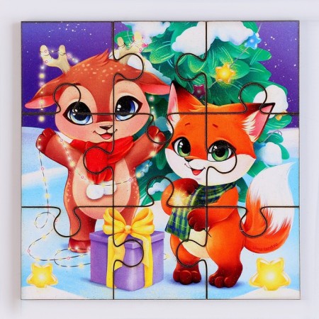 New Year's puzzle "New Year! Olenenok and fox "-1