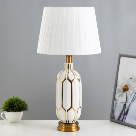 Armando table lamp E27 40W white-gold 28x28x55 cm Risalux