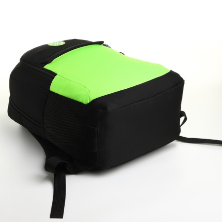School backpack, 2 lightning departments, 3 pockets, black/green color-4