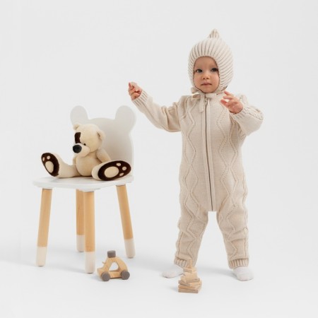 Knitted Knitted Children's Minaku, beige color, height 68-74 cm-6
