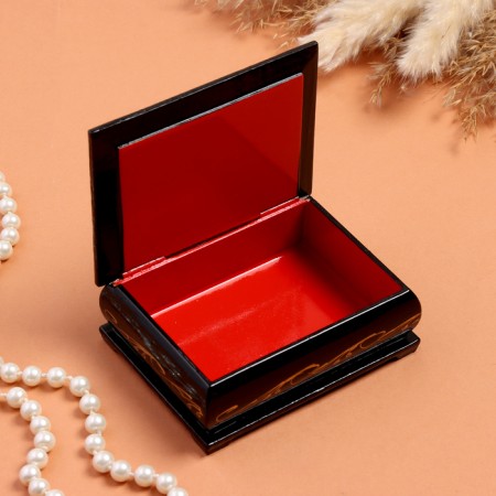 Landyshi box, black, 8 × 10.5 cm, lacquer miniature-1