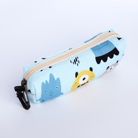 School backpack from textiles on a zipper, 3 pockets, pencil case, blue color-8