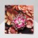 Brooch "Flower" of Francipani in rhinestones, colored in pink gold