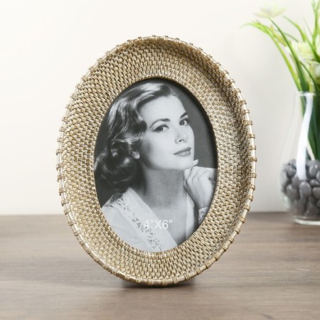 Photo frame Polystone 10x15 cm oval "braid" gold 21x16 cm