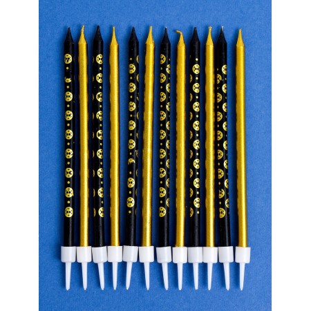 Set of candles for the Cake "Disco", 12 pcs, gold and black-1