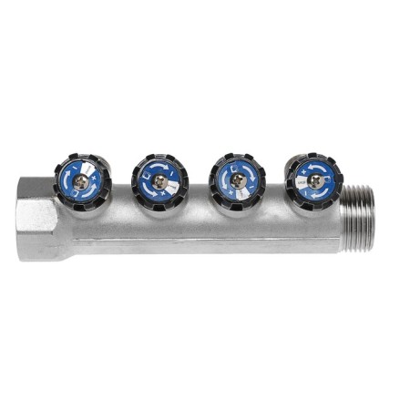 Collector "STM" Profi, with valves, 1 "x1/2", 4 exits, nickel.-1