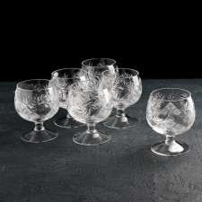 A set of crystal glasses for cognac 