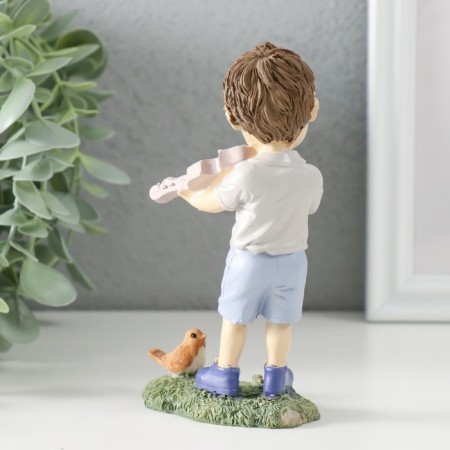Souvenir Polystone "The boy plays the violin bird" 7.5x4x12.5 cm-2