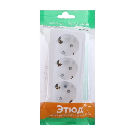 Triple SE SE "Study", 16 A, 250 V, overhead, with salary, curtains, ip20, white, PA16-012B-1