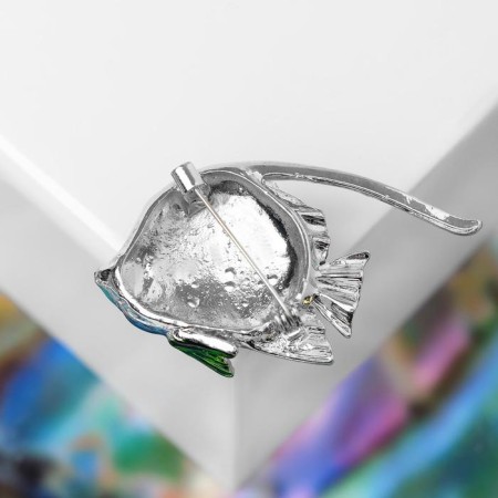 Brooch "Fish", colored in silver-1