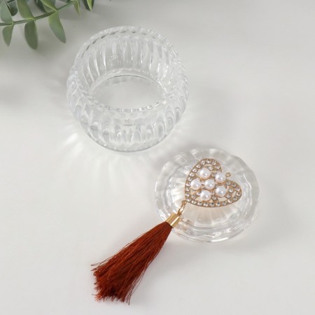 Casket Glass "Pearl of Pearl" with a brush 7x7x7 cm-3