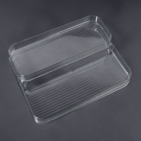 Organizer for storage, 2 sections, 26.5 × 20.5 × 6.6 cm, the color is transparent-4