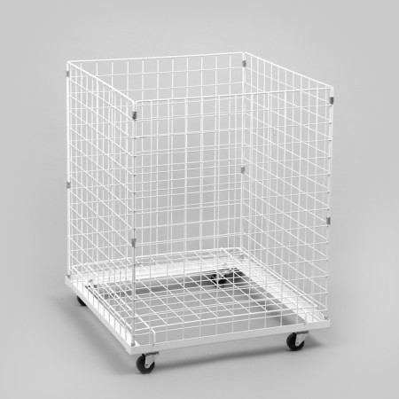 The basket-drill is folding, on wheels, 1 shelf, 60 × 60 × 80 cm, white color-1