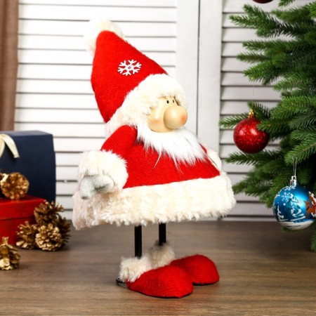 Interior doll "Grandfather Frost in red caftan and cap with snowflakes" 44x21x31 cm-1