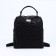 A backpack with a zipper, black color
