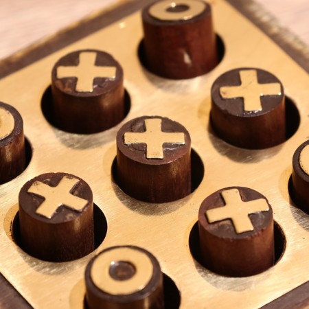 Game desktop "Cross-cuts" 10x10 cm, tree shisham, brass-3