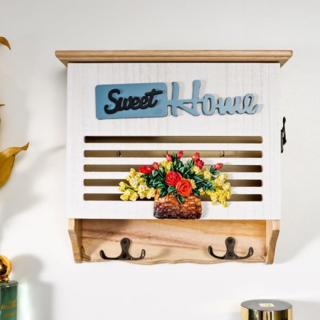Klyuchnitsa tree 6 hooks "Basket with flowers - Sweet Home" 24x8.7x26 cm