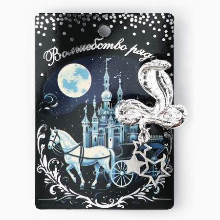 Brooch New Year's "window in a fairy tale", for the New Year, 6 x 8 cm-1