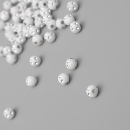 Beads for creativity plastic "Ball with rhinestones" white-silver set 20 grams 0.6x0.6x0.6 cm 104285