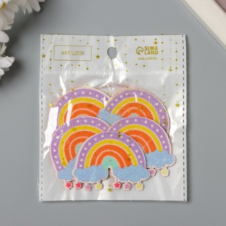 Decor for the creativity of felt lords "Rainbow with stars" 4x5 cm-3