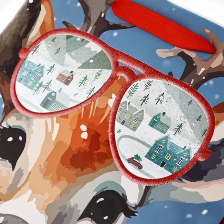 Package Gift New Year's laminated "deer", m 30 x 26 x 9 cm, new year-3