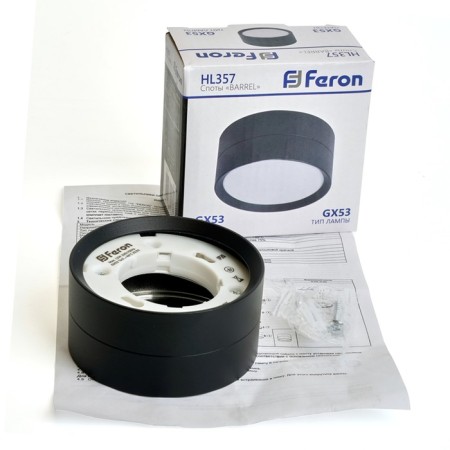 Ceiling light Feron HL357, IP20, GX53, 12 W, 82x82x40 mm, black color is black-10