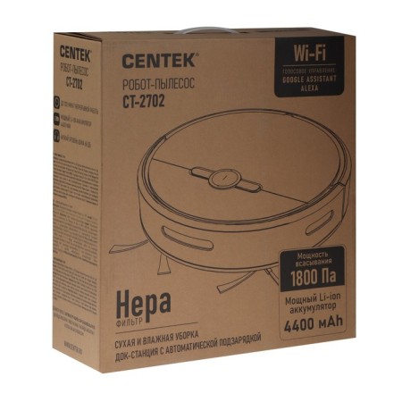 Robot Puberax CENTEK CT-2702, 25 W, dry/wet cleaning, 0.6/0.22 l, 100 min, black-3