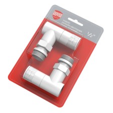 Набор дизайн-вентилей Royal Thermo PIANO, угловой, 1/2", белый