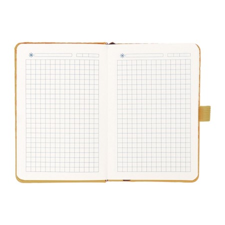 The diary is low, A6 format, 100 sheets, cage, beige leatherette cover, elastic band 10710-6