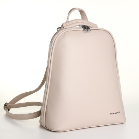City backpack of artificial leather with lightning, beige color