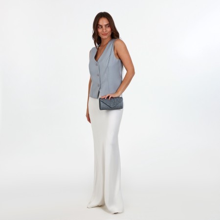 Female clutch, valve department, long chain, silver color-4