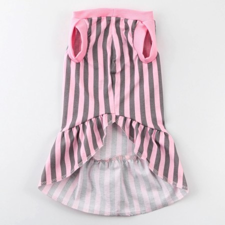 Dress for dogs Culinary, L (DS 32, Osh 38-42, OG 44-48), pink with gray stripes-2