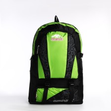 A thyroid backpack with an increase in 55l, 5 external pockets, green color