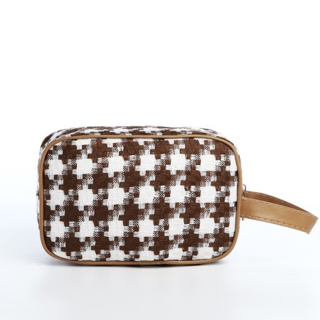 Lightning cosmetic bag, white/brown color-1